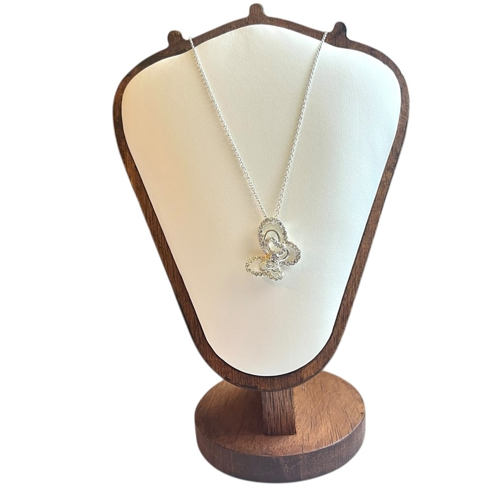 Avon Silver Tone Butterfly Rhinestone Necklace